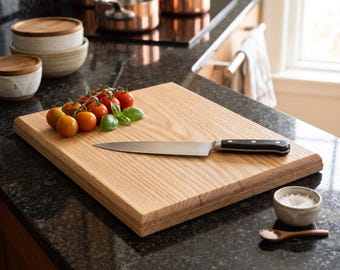 Handmade Oak Cutting Board, Oak Wood Chopping Board, Wooden Kitchen Board, Handcrafted Food Prep Board, Rustic Kitchen Board 16 x 13 Inch