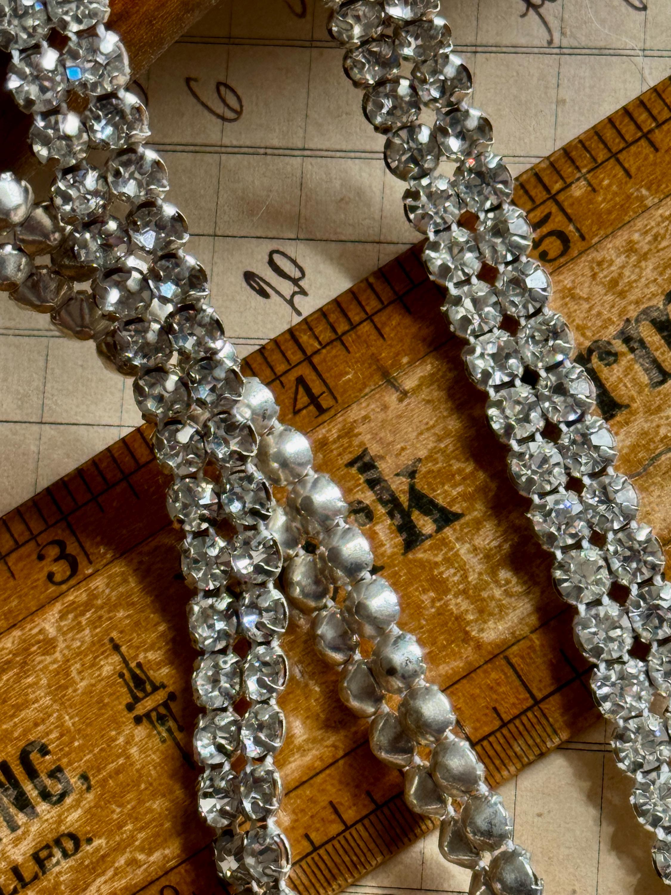 Double Row Rhinestone Chain Vintage Beautiful Heavy Double Row Rhinestone Trim From Czechoslavia ...