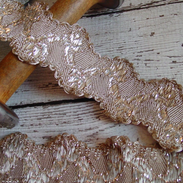 RESERVED - Simply STUNNING Antique Old Silver Metal Scalloped trim with roses, entire length