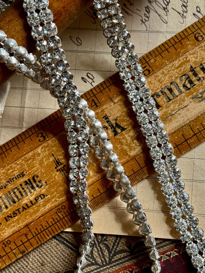 Double Row Rhinestone Chain Vintage Beautiful Heavy Double Row Rhinestone Trim From Czechoslavia ...
