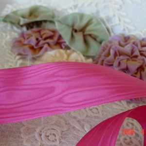 1940s Vintage French Moire ribbon in so pretty BLUSH PINK color, one yard