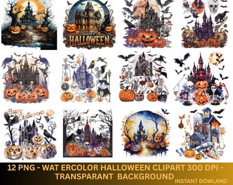 Halloween Sublimation PNG Bundle: Spooky Haunted House Clipart (Digital Download