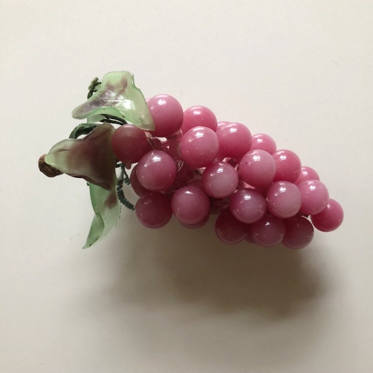 Vintage pink glass grapes vintage glass grape bunch blown Etsy