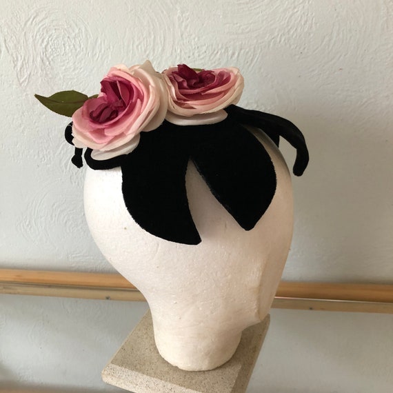 Vintage floral fascinator, vintage pink head piece