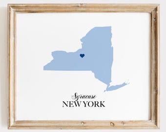 Custom New York State Map Print, New York Map Poster, State Map Print or Poster, Dorm Decor, Customized State Map Print, State Map Wall Art