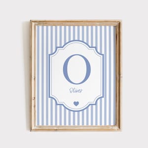 Custom Monogram Initial Art, Baby Name Printable, Nursery Decor Wall Art, Classic Striped Baby Name Wall Art, Baby Shower Gift, Nursery Art