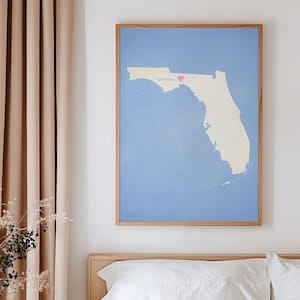 Florida Map Print, Custom Map Poster, Personalized Florida Map Print, Dorm Decor Art, Vintage Map, State Map Print, Country Map Print