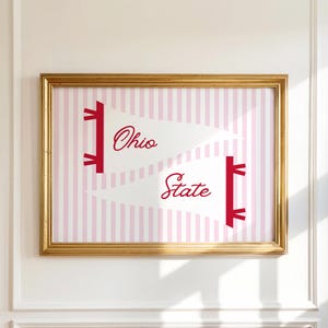 Ohio State Pennant Print, The Ohio State University Printable, Pink OSU Printable Wall Art, Red College Dorm Decor, Ohio State Dorm Wall Art