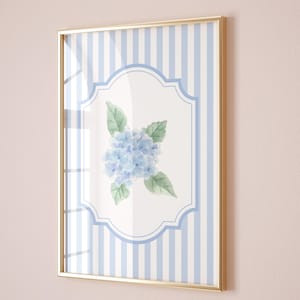 Blue Hydrangea Wall Art, Watercolor Hydrangea Art Print, Grand Millennial Wall Art, Preppy Wall Art, College Dorm Decor, College Dorm Print