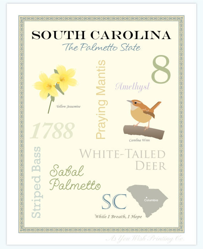 South Carolina State stolz Serie 11 x 14 Poster Bild 1