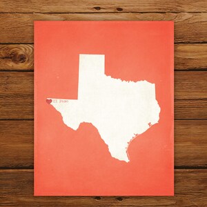 Customized Printable Texas State Map - DIGITAL FILE, Aged-Look Personalized Wall Art