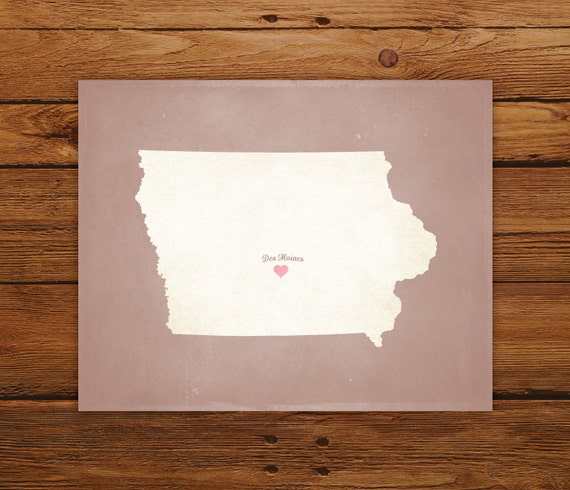 Customized Printable Iowa State Map DIGITAL FILE Aged-look | Etsy