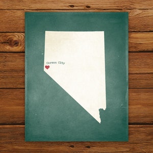 Customized Printable Nevada State Map - DIGITAL FILE, Aged-Look Personalized Wall Art
