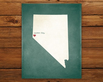Customized Printable Nevada State Map - DIGITAL FILE, Aged-Look Personalized Wall Art