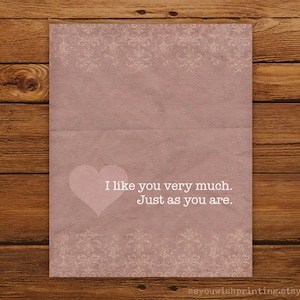 Bridget Jones&#39; Diary 8x10 Quote Print - I Like You Very Much Heart Art Print