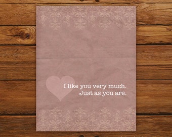 Bridget Jones' Diary 8x10 Quote Print - I Like You Very Much Heart Art Print