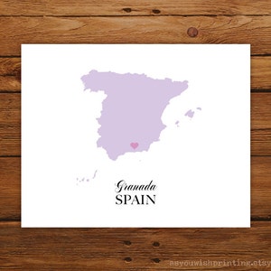 Spain Country Love Map Silhouette 8x10 Print Customized imagem 1