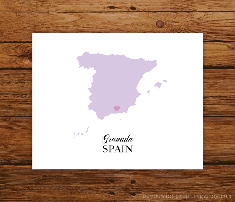 Spain Country Love Map Silhouette 8x10 Print Customized imagem 1