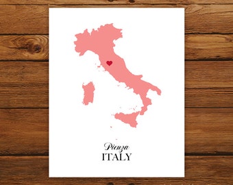 Italy Country Love Map Silhouette 8x10 Print - Customized