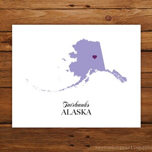 Alaska State Love Map Silhouette 8x10 Print - Customized