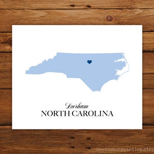 North Carolina State Love Map Silhouette 8x10 Print - Customized
