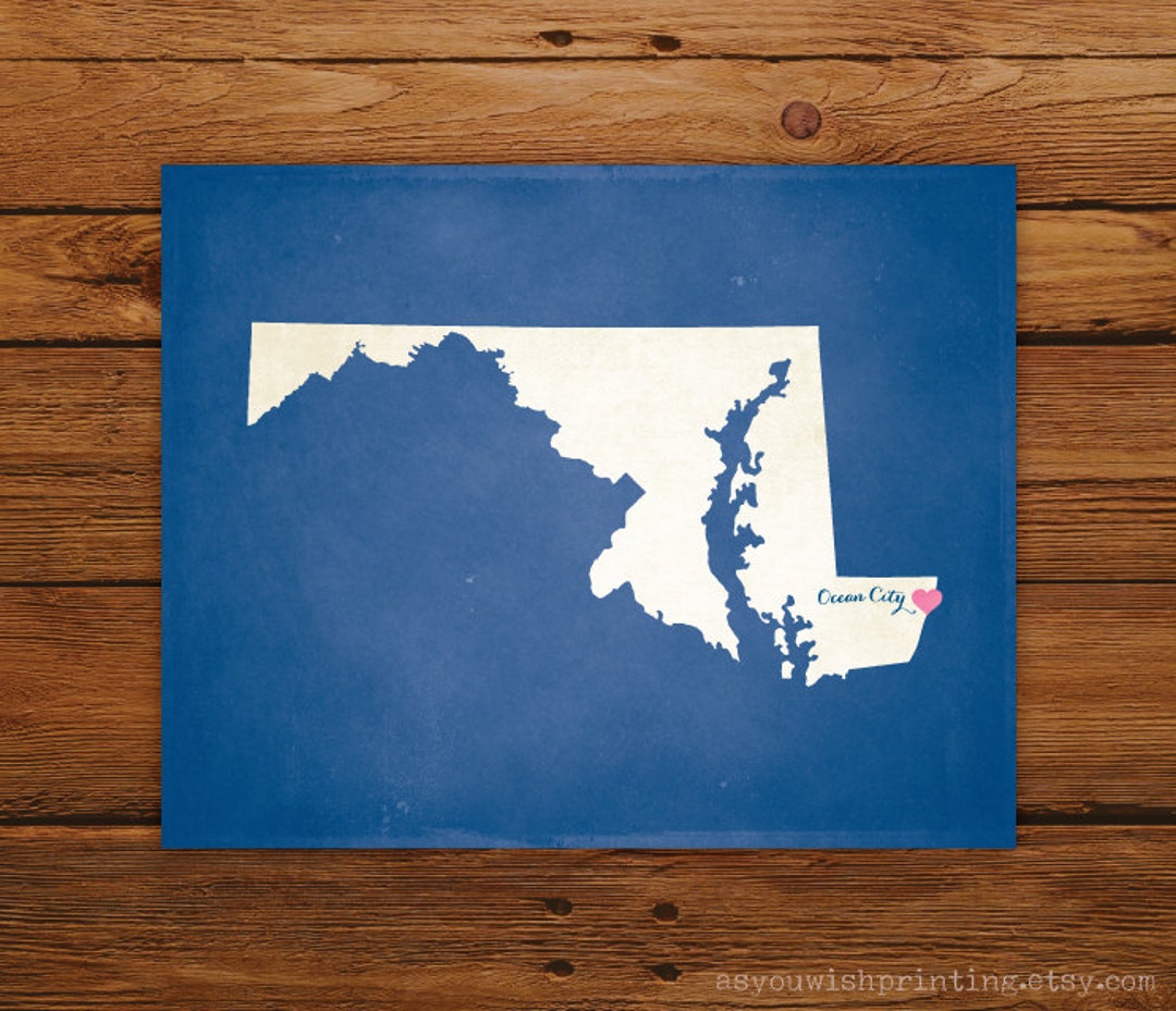 Customized Printable Maryland State Map Art - DIGITAL FILE - Aged-look ...