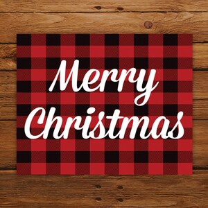 Buffalo Plaid Christmas Print, Merry Christmas Wall Art Poster, Rustic Christmas Decor image 1