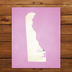 Customized Printable Delaware State Map - DIGITAL FILE, Aged-Look Personalized Wall Art