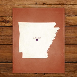 Customized Printable Arkansas State Map DIGITAL FILE, Aged-Look Personalized Wall Art image 2