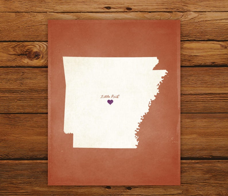 Customized Printable Arkansas State Map DIGITAL FILE, Aged-Look Personalized Wall Art image 2