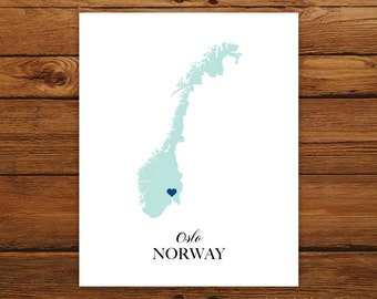 Norway Country Love Map Silhouette 8x10 Print - Customized