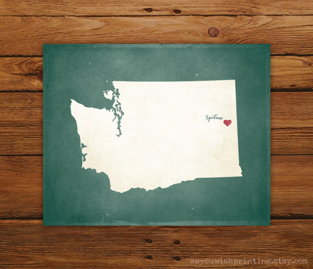 Customized Printable Washington State Map Art - DIGITAL FILE - Aged ...