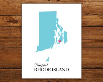 Rhode Island State Love Map Silhouette 8x10 Print - Customized