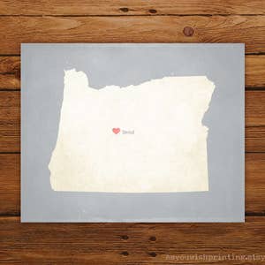Customized Printable Oregon State Map Art - DIGITAL FILE - Aged-Look Canvas Wall Art Print