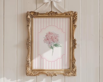 Light Pink Hydrangea Wall Art, Watercolor Hydrangea Art Print, Grand Millennial Art, Preppy Wall Art, College Dorm Decor, College Dorm Print