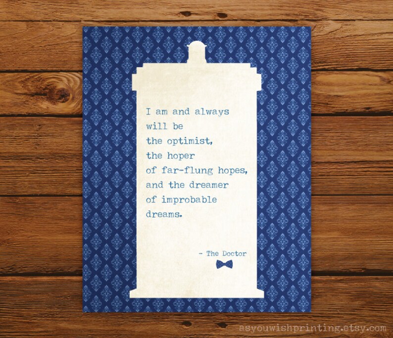 Doctor Who Quote 8x10 Tardis Print Inspirational Blue Art Print image 1