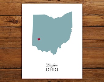 Ohio State Love Map Silhouette 8x10 Print - Customized