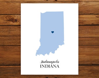 Indiana State Map Silhouette 8x10 Print - Customized