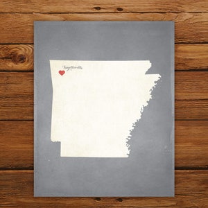 Customized Printable Arkansas State Map DIGITAL FILE, Aged-Look Personalized Wall Art image 1