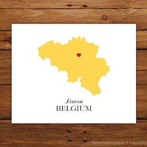 Belgium Country Love Map Silhouette 8x10 Print Customized image 1