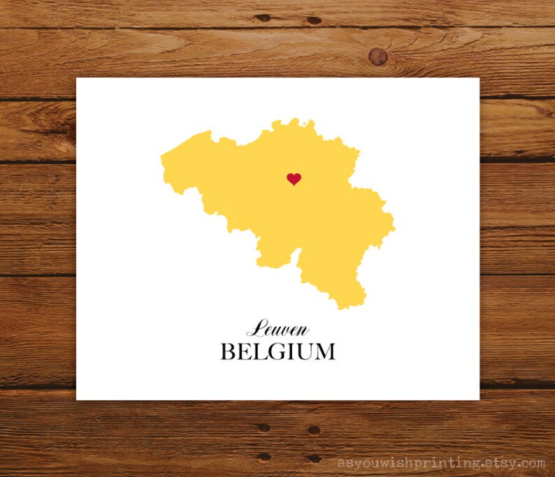 Belgium Country Love Map Silhouette 8x10 Print Customized image 1