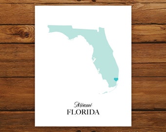 Florida State Love Map Silhouette 8x10 Print - Customized