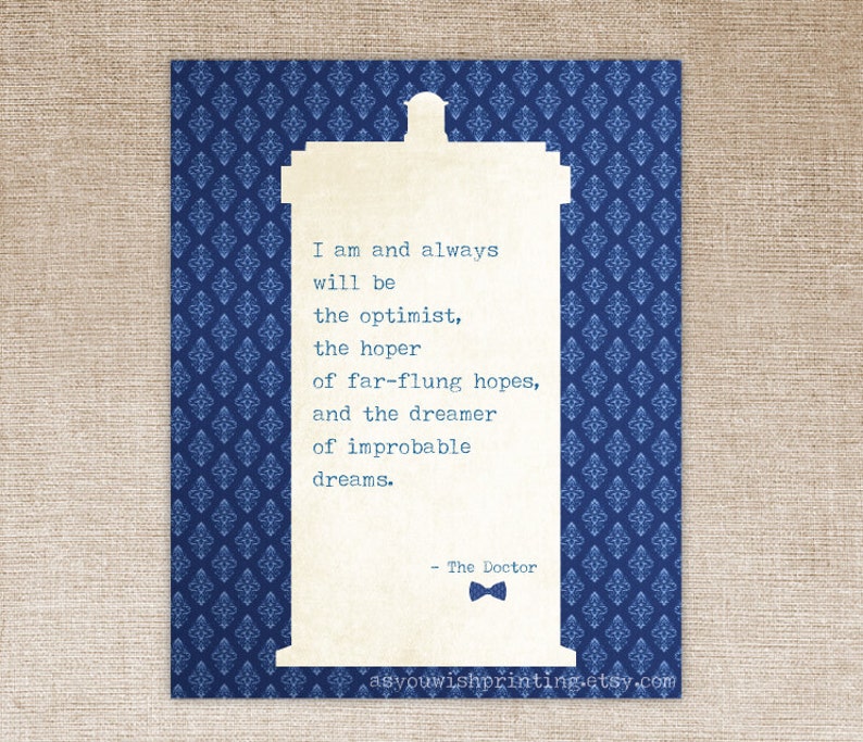 Doctor Who Quote 8x10 Tardis Print Inspirational Blue Art Print image 3