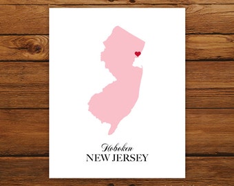 New Jersey State Love Map Silhouette 8x10 Print - Customized