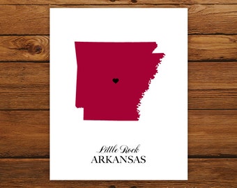 Arkansas State Love Map Silhouette 8x10 Print - Customized