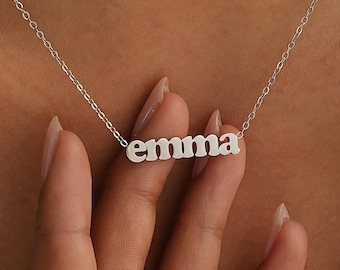Collar con nombre personalizado, collar con nombre personalizado, collar con nombre chapado en oro de 18 quilates, joyería minimalista con nombre, regalo personalizado, regalo de Navidad
