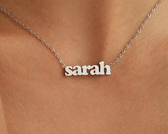 Collar con nombre personalizado, collar con nombre personalizado, collar con nombre chapado en oro de 18 quilates, joyería minimalista con nombre, regalo personalizado, regalo de Navidad