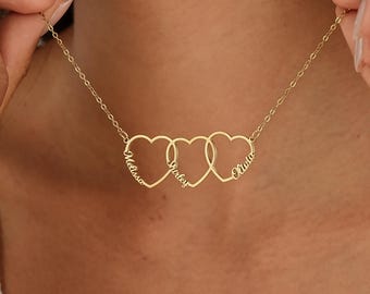 Collar con nombre familiar, collar con varios nombres, collar con dos nombres, collar con nombre de niño para mamá, collar personalizado, regalo de Navidad