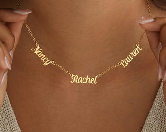 Collar personalizado con varios nombres, collar familiar personalizado, collar con varios nombres, collar con nombre para niños, regalo de Navidad para mamá.