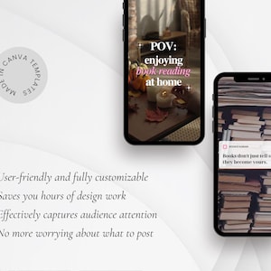 Aesthetic Cozy Bookstagram Reels for Authors, Book Lovers, Influencer, Content Creators, Canva Instagram Book marketing video reel templates